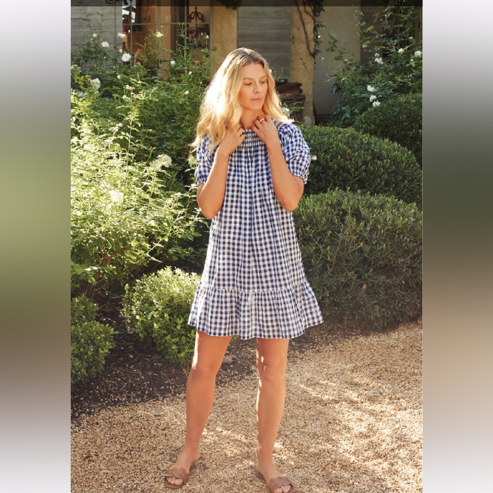 NEW Women’s LAKE Veranda Dress in Navy Gingham, size M